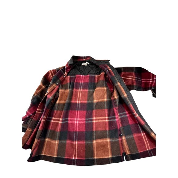 Fieldmaster Shacket Men Medium Red Plaid Sherpa Fleece Button-Up Warm Work Shirt - Picture 3 of 12